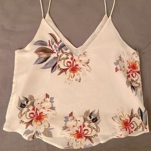 Floral, white tank top!